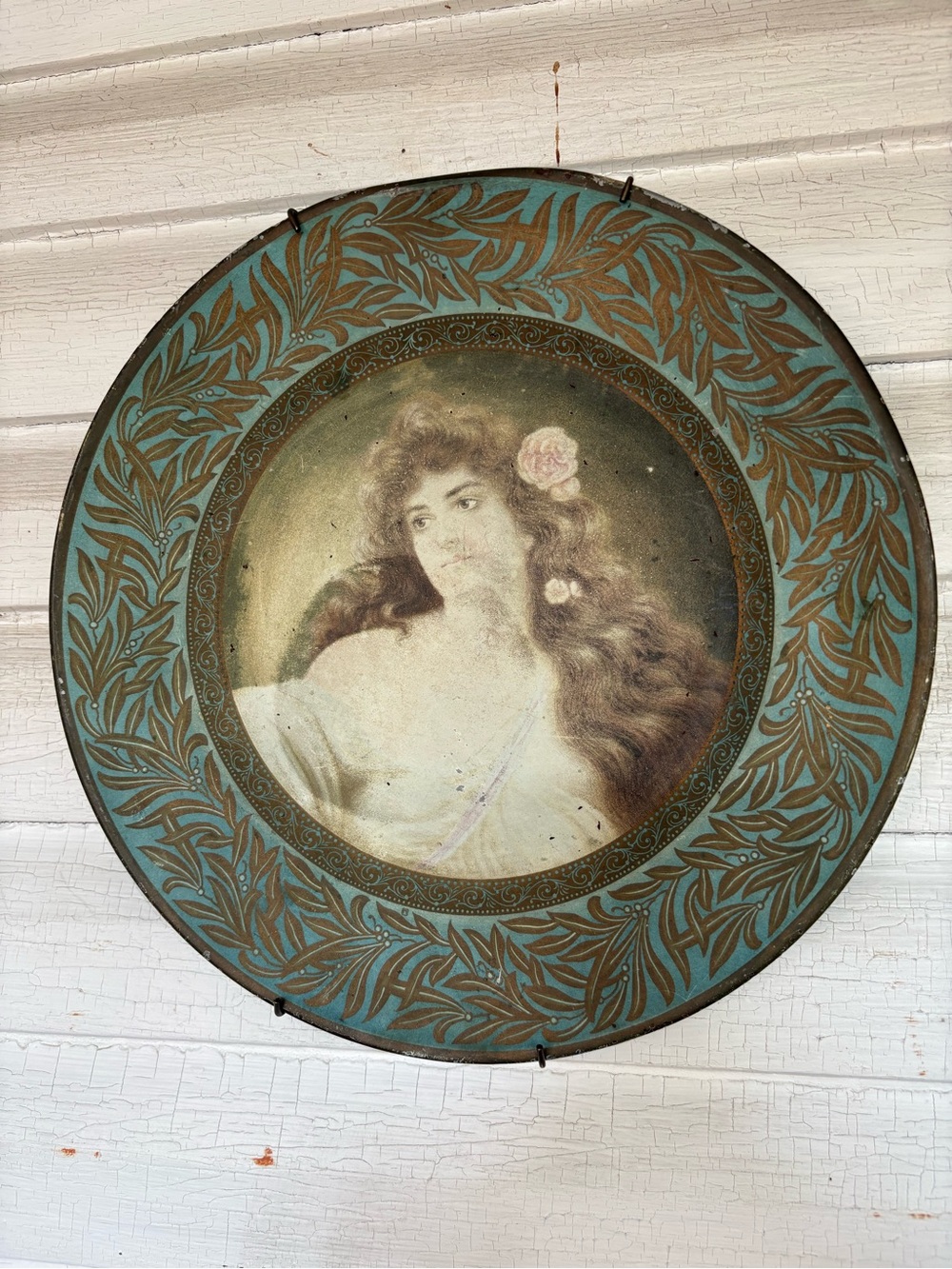 Rare Antique Art Nouveau Vienna Art Plate Tin Lithograph circa 1905- Norwood Oh
